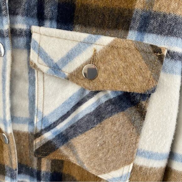 Zara | Wool Blend Plaid Overshirt Shacket Size Small - Picture 4 of 9